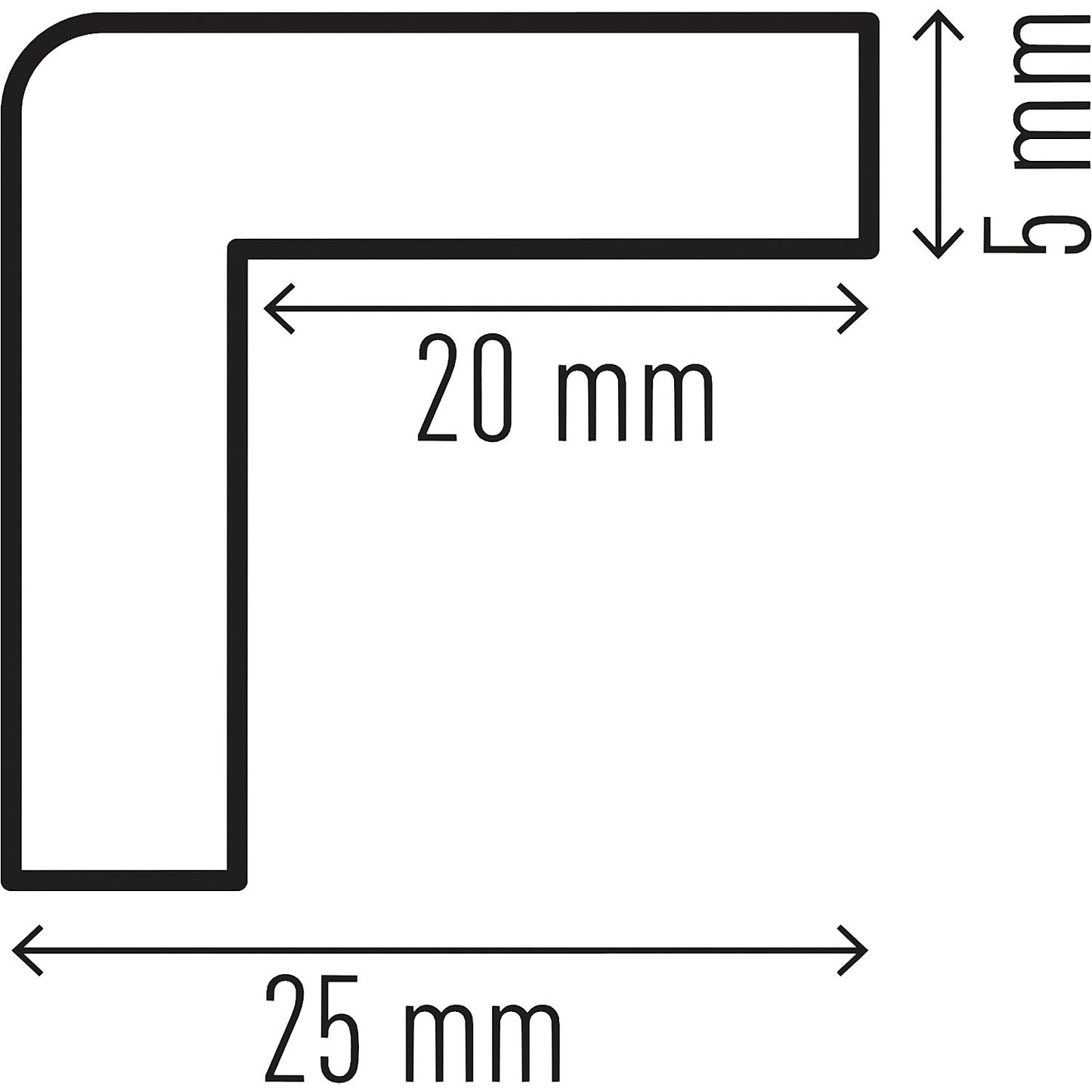 Corner protection profile, magnetic, type C20, 1 m profile, WxH 25 x 25 mm, black / yellow.