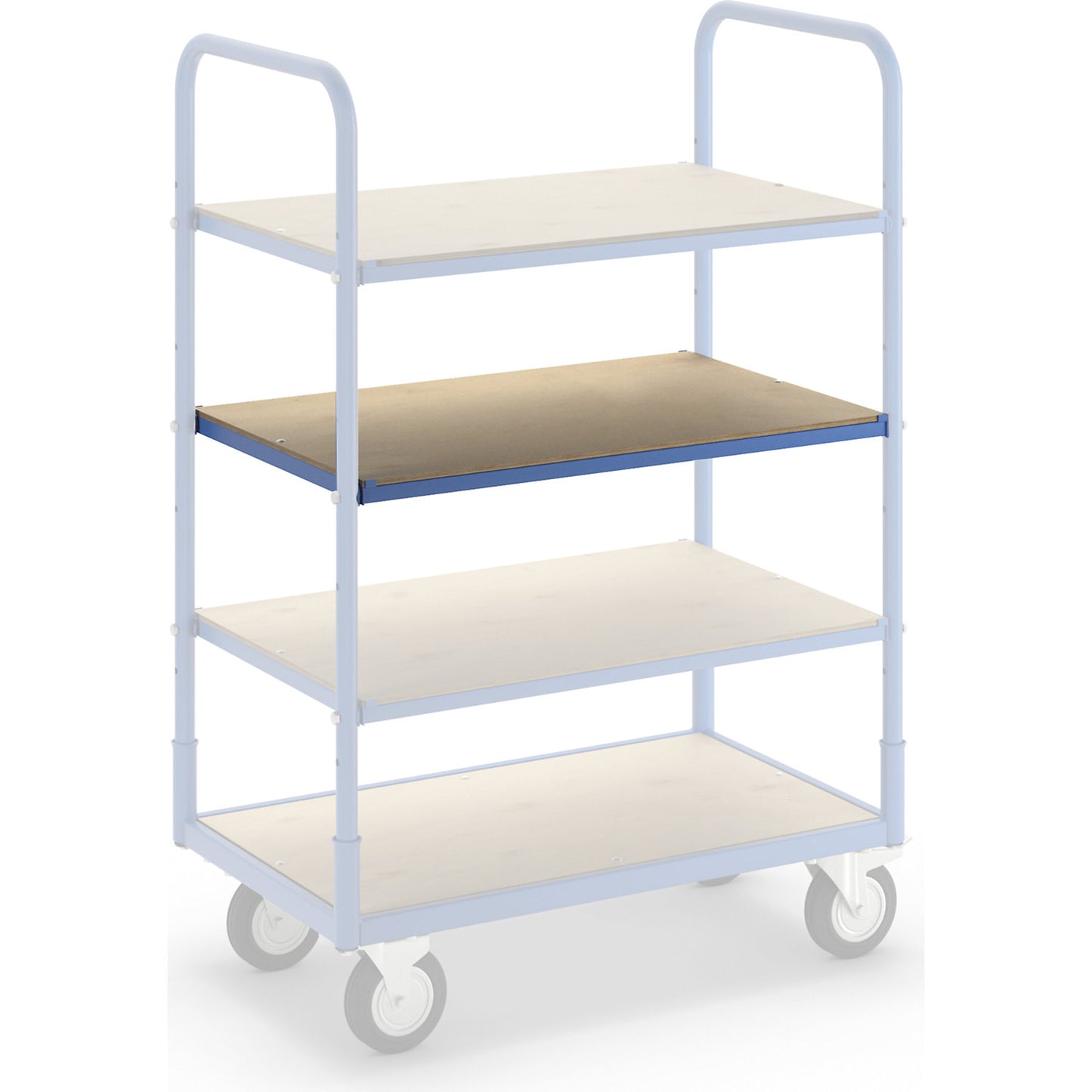 Shelf frame incl. shelf Flex, for table trolleys and shelf trucks, max. load 100 kg.