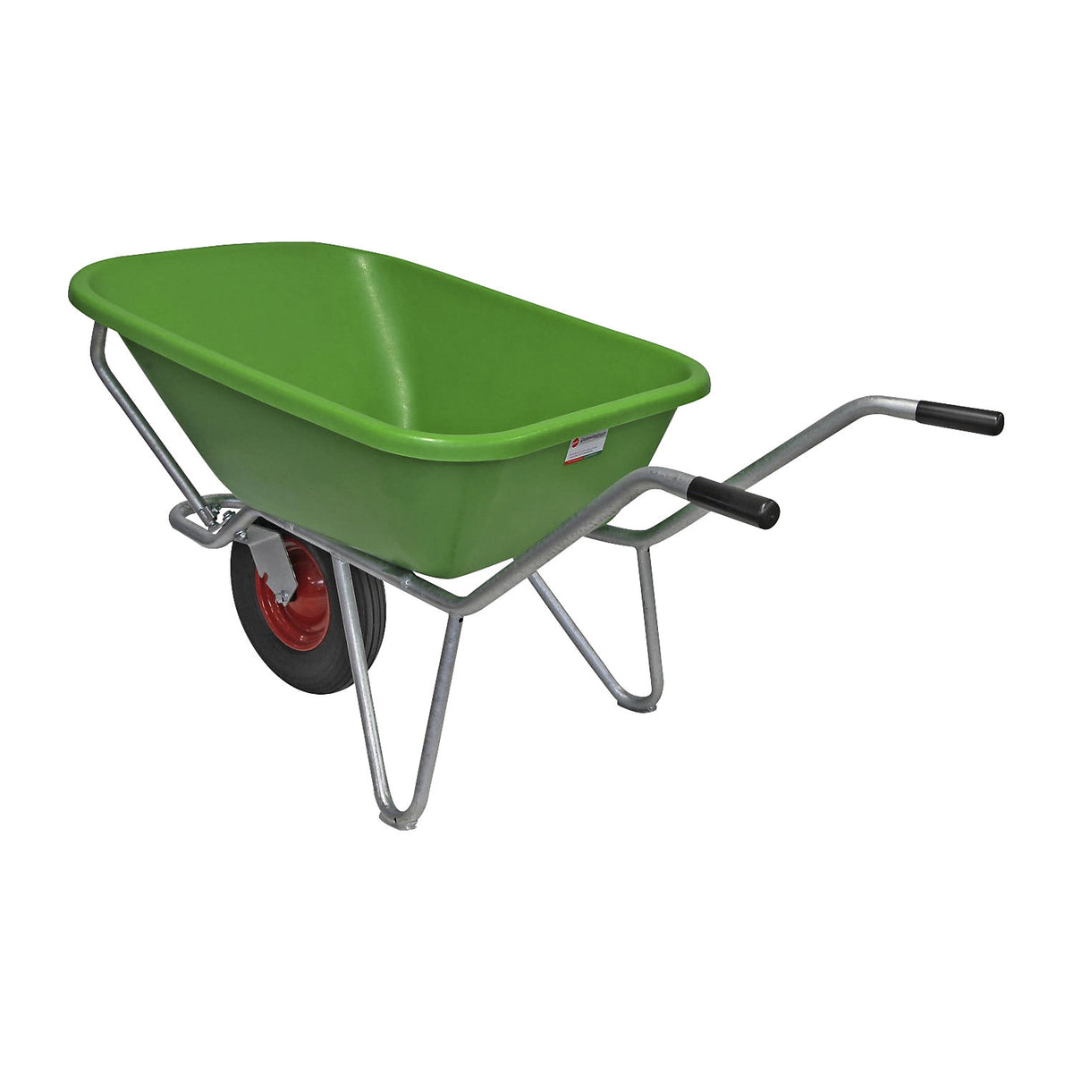Wheelbarrow with galvanized frame, pneumatic tyre, 120 L, green.