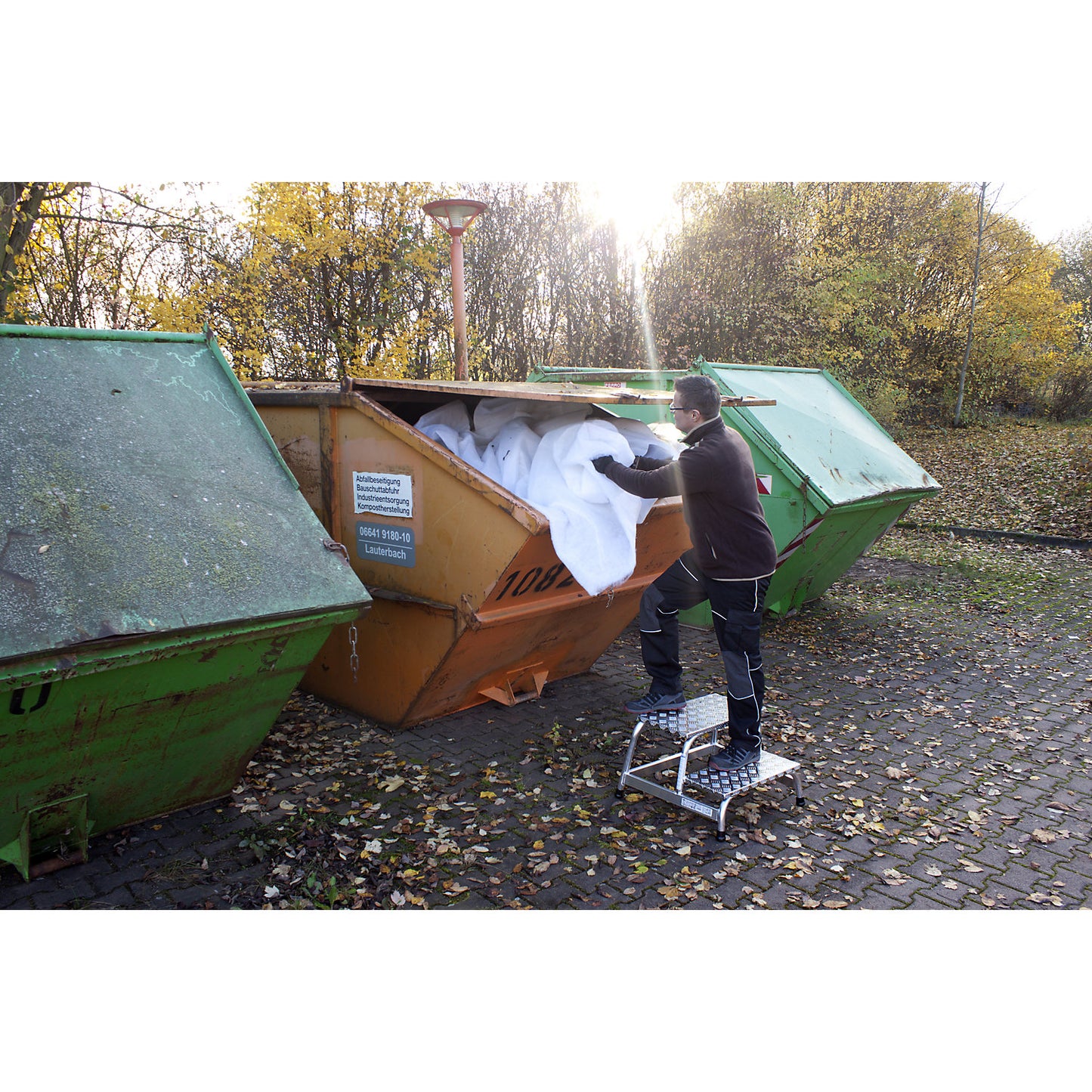 STABILO machine steps, aluminium tread plate steps, one-sided, 2 steps.