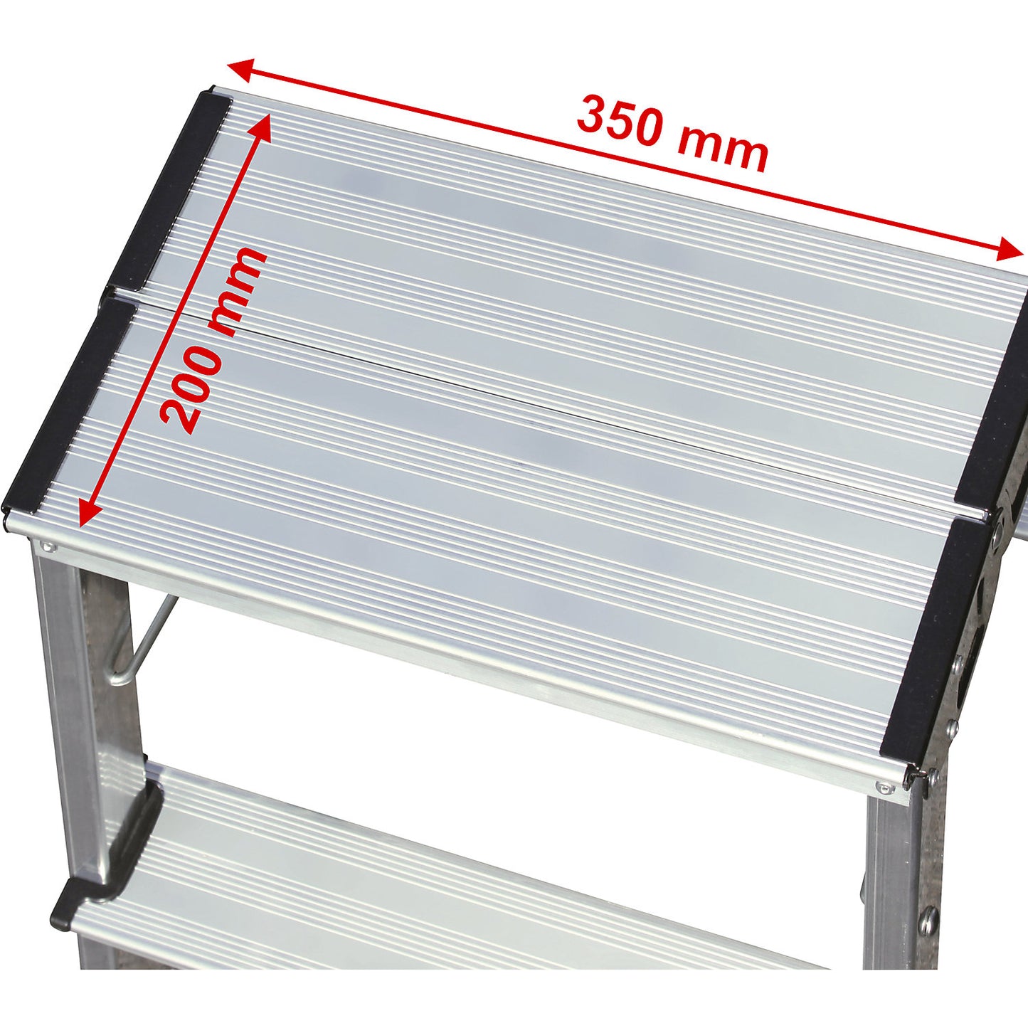 TREPPY double folding step, aluminium steps ribbed, 2 steps on both sides.