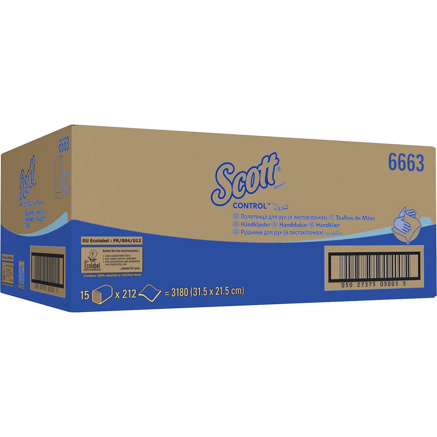 Scott Control folded paper hand towels, 1-ply, white, pack of 3180.