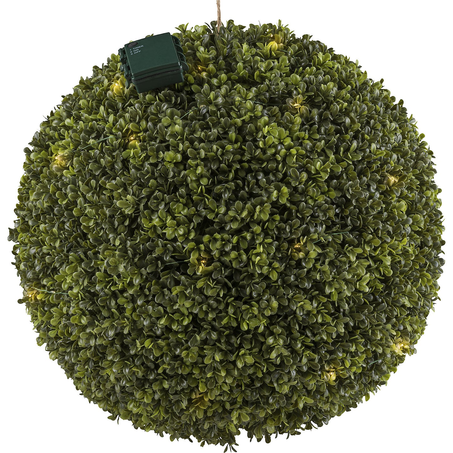 Boxwood ball, battery box for 3 AA, 6 h timer, UV resistant, Ø 450 mm, 45 LEDs.