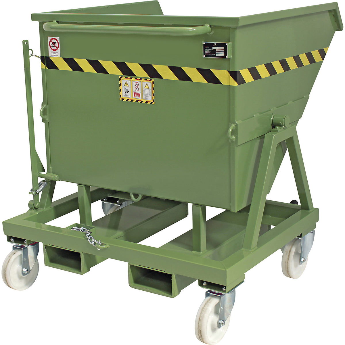Tipping skip, green, capacity 0.4 m³.