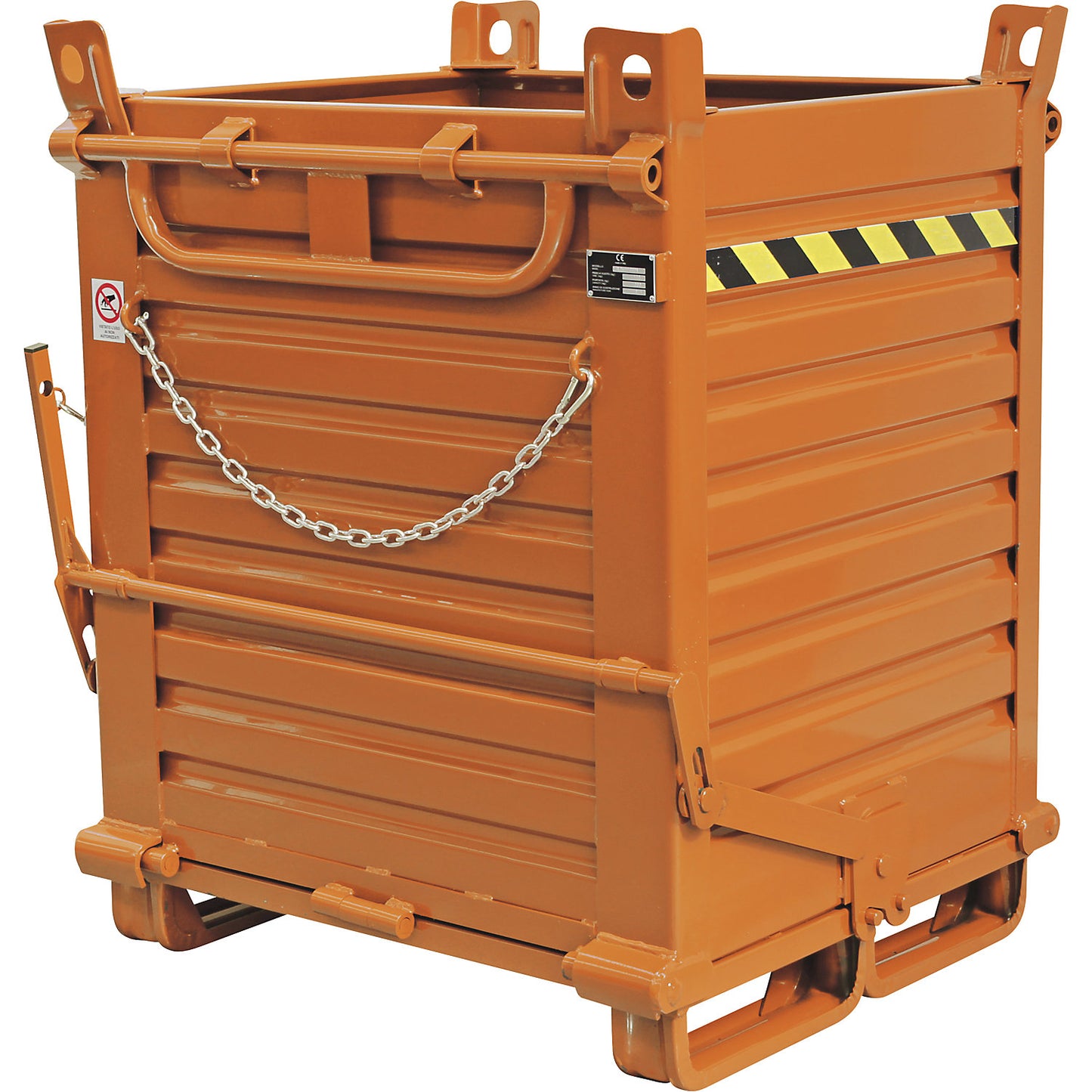 Hinged bottom skip, loading capacity 2000 kg, LxWxH 1000 x 800 x 1260 mm.