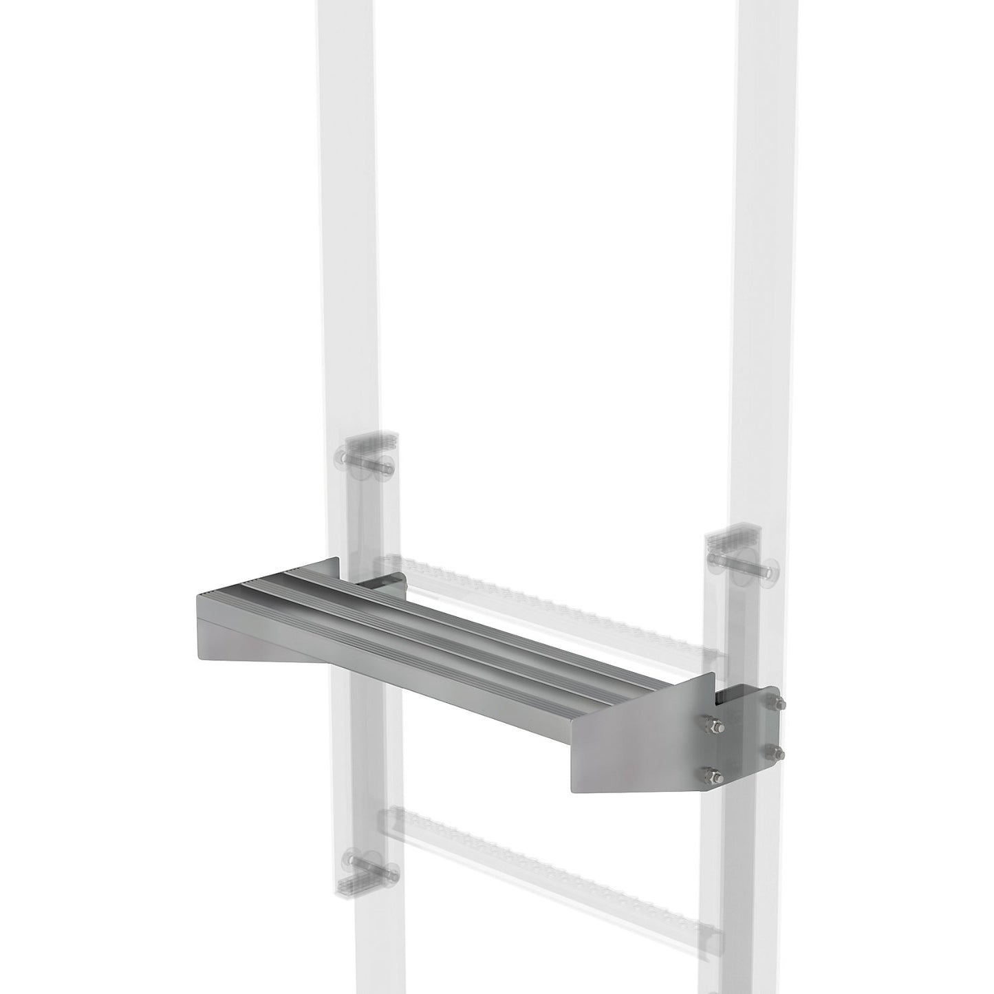 Exit step, steel, zinc plated, gap width 200 mm.