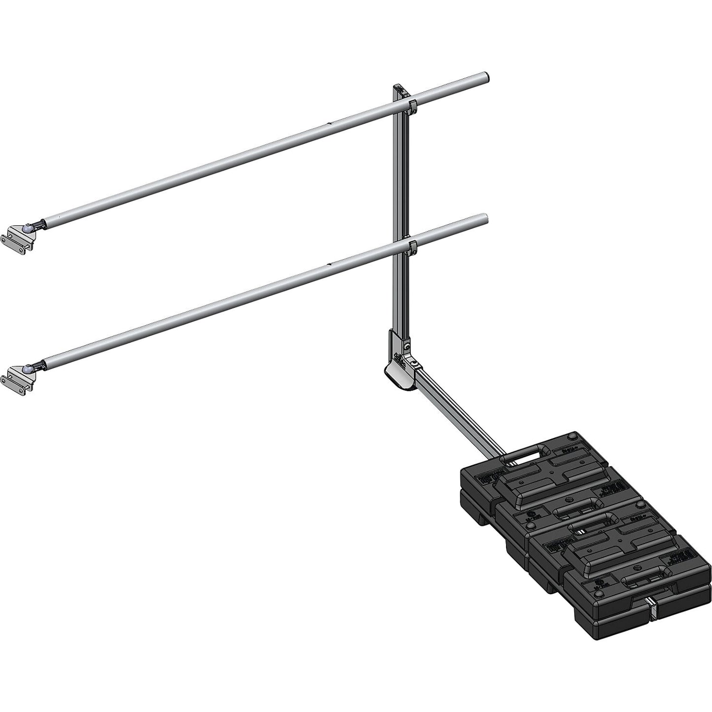 Exit railing, lateral, 2000 mm, with ballast.