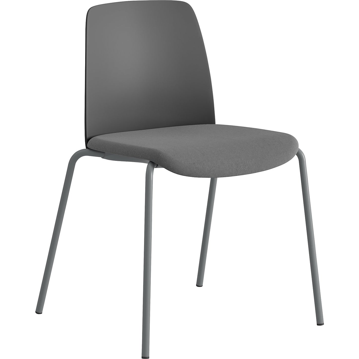 Chair Helmer, upholstered seat, plastic backrest, pack of 4, seat dark grey, frame silver.