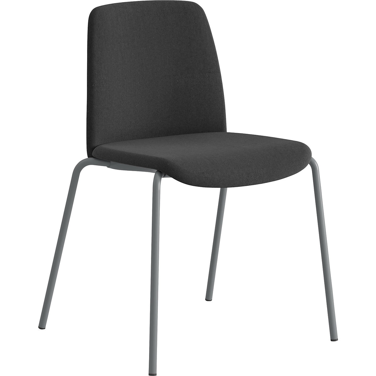 Chair Helmer, seat/backrest upholstered, pack of 4, seat black, frame silver.
