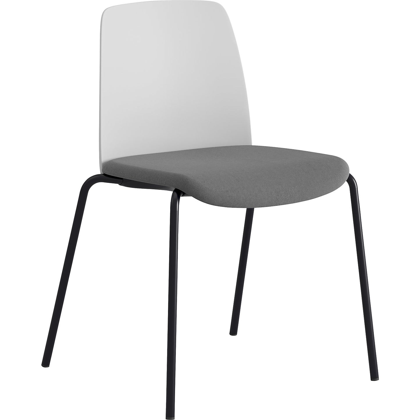Chair Helmer, upholstered seat, plastic backrest, pack of 4, seat white/dark grey, frame black.