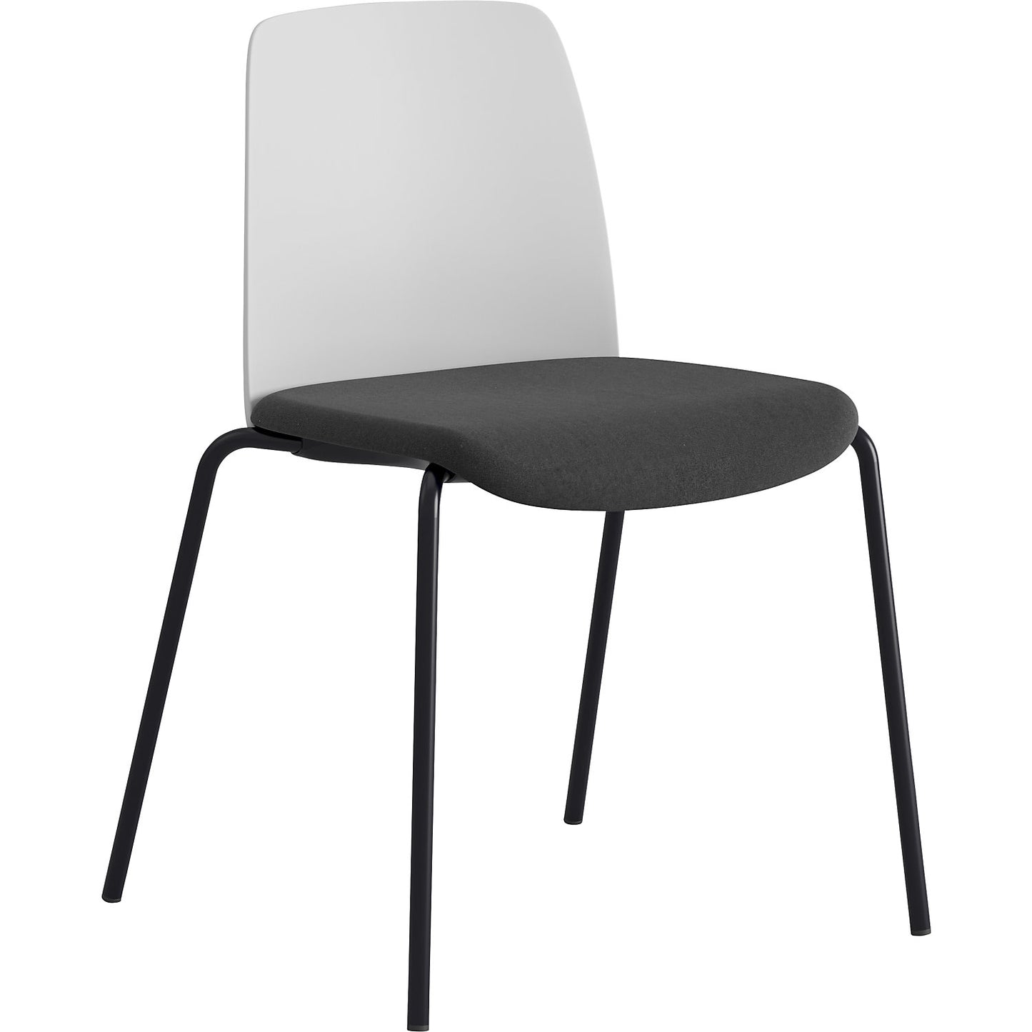Chair Helmer, upholstered seat, plastic backrest, pack of 4, seat white/black, frame black.