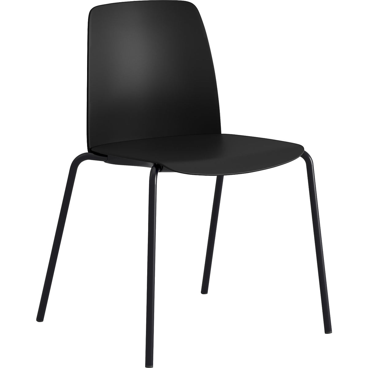 Chair Helmer, seat/backrest made of plastic, pack of 4, seat black, frame black.