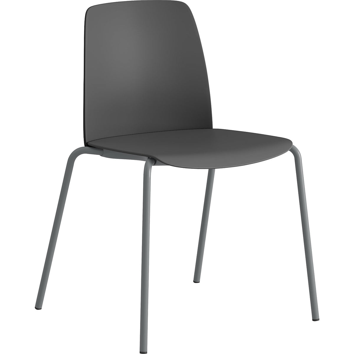 Chair Helmer, seat/backrest made of plastic, pack of 4, seat dark grey, frame silver.