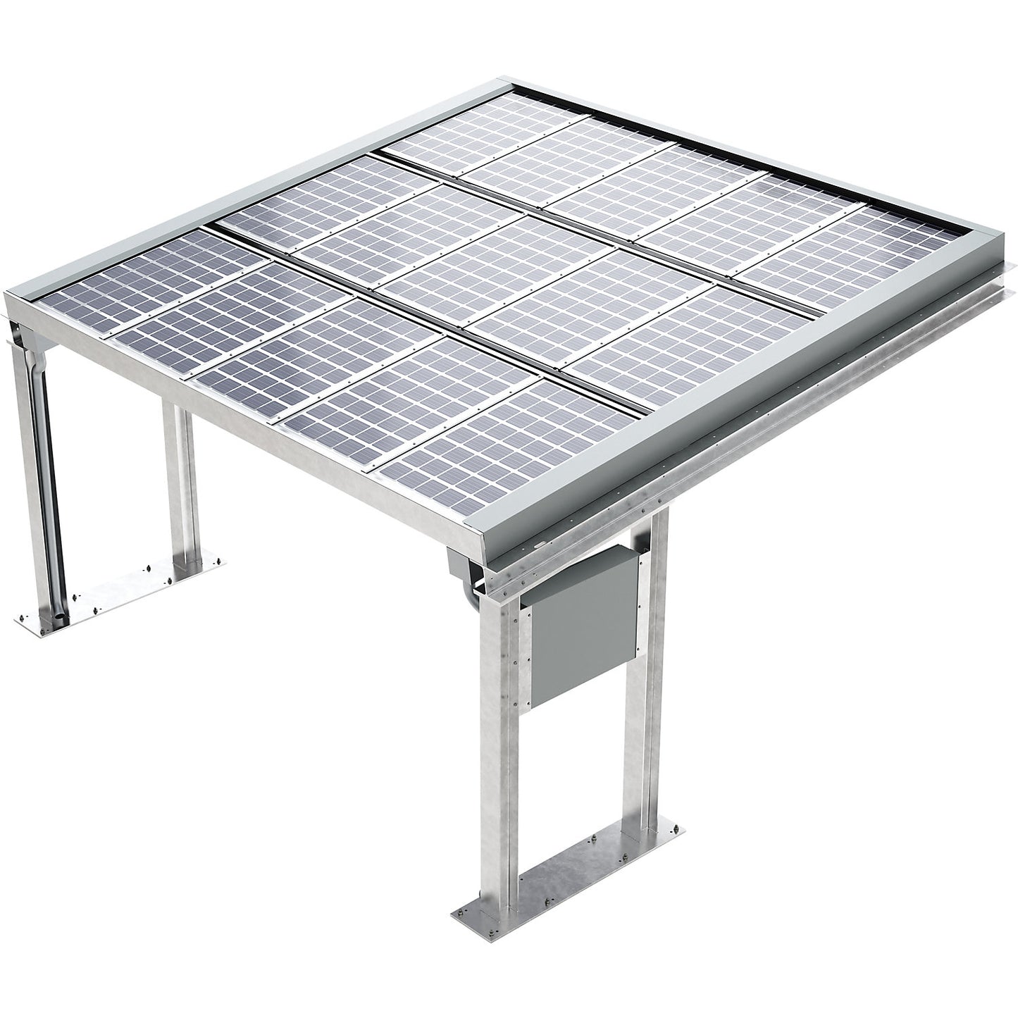 Carport SolarCover with PV modules and control cabinet, zinc plated, W 5490 mm, standard unit.