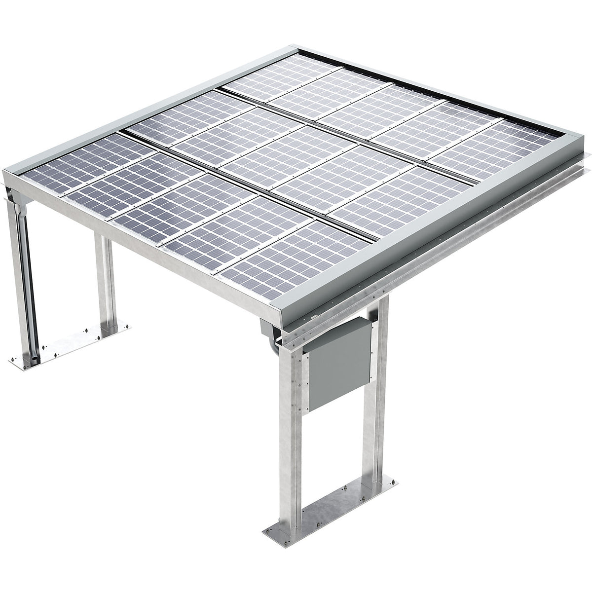 Carport SolarCover with PV modules and control cabinet, zinc plated, W 5490 mm, standard unit.