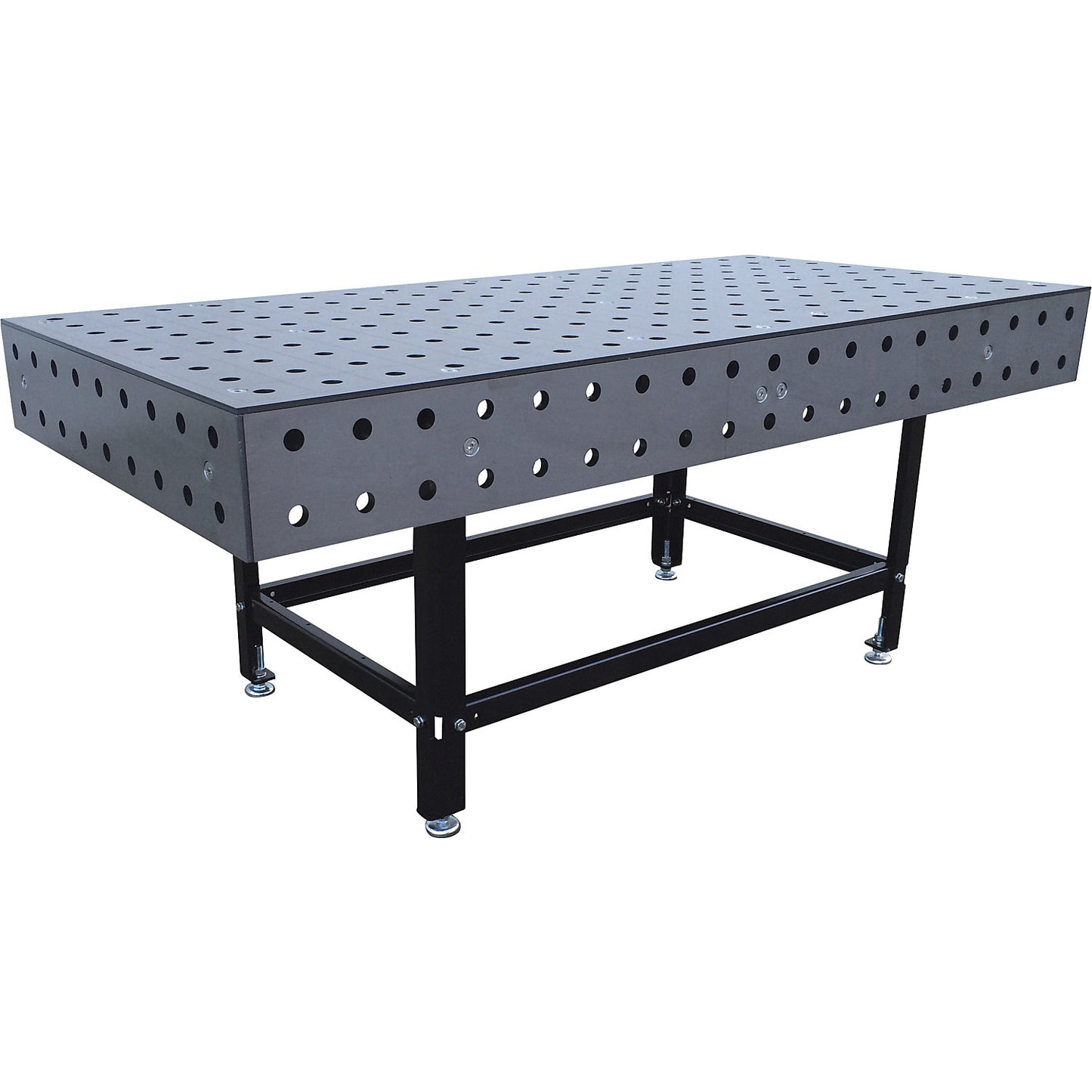 Welding table, Ø bores 28 mm, 2000 kg/m², HxWxD 800 x 1950 x 950 mm.
