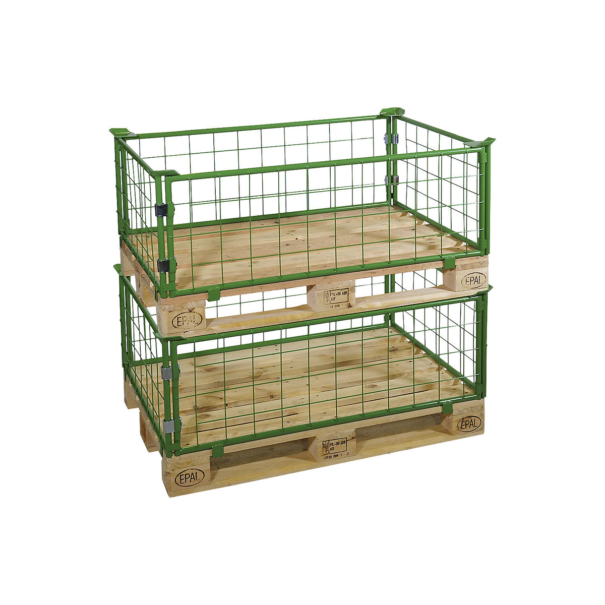Mesh pallet collar, four mesh panels, for stacking, for pallets 1200 x 800, H 400 mm.