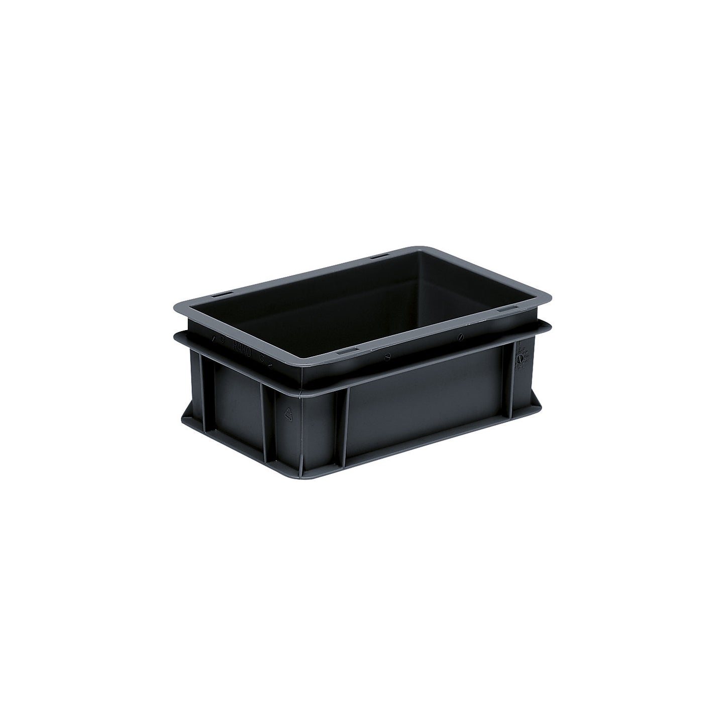 ESD stacking container, PP, black, LxWxH 300 x 200 x 120 mm, 5 l, pack of 6.