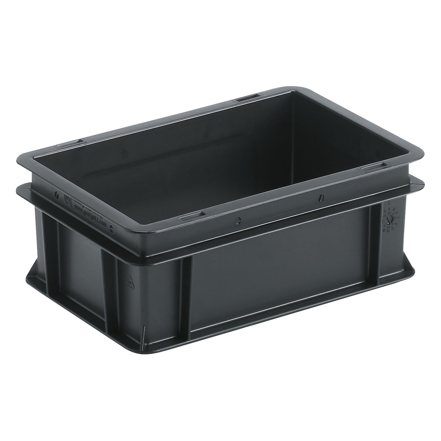 ESD stacking container, PP, black, LxWxH 300 x 200 x 220 mm, 9 litres, pack of 8.