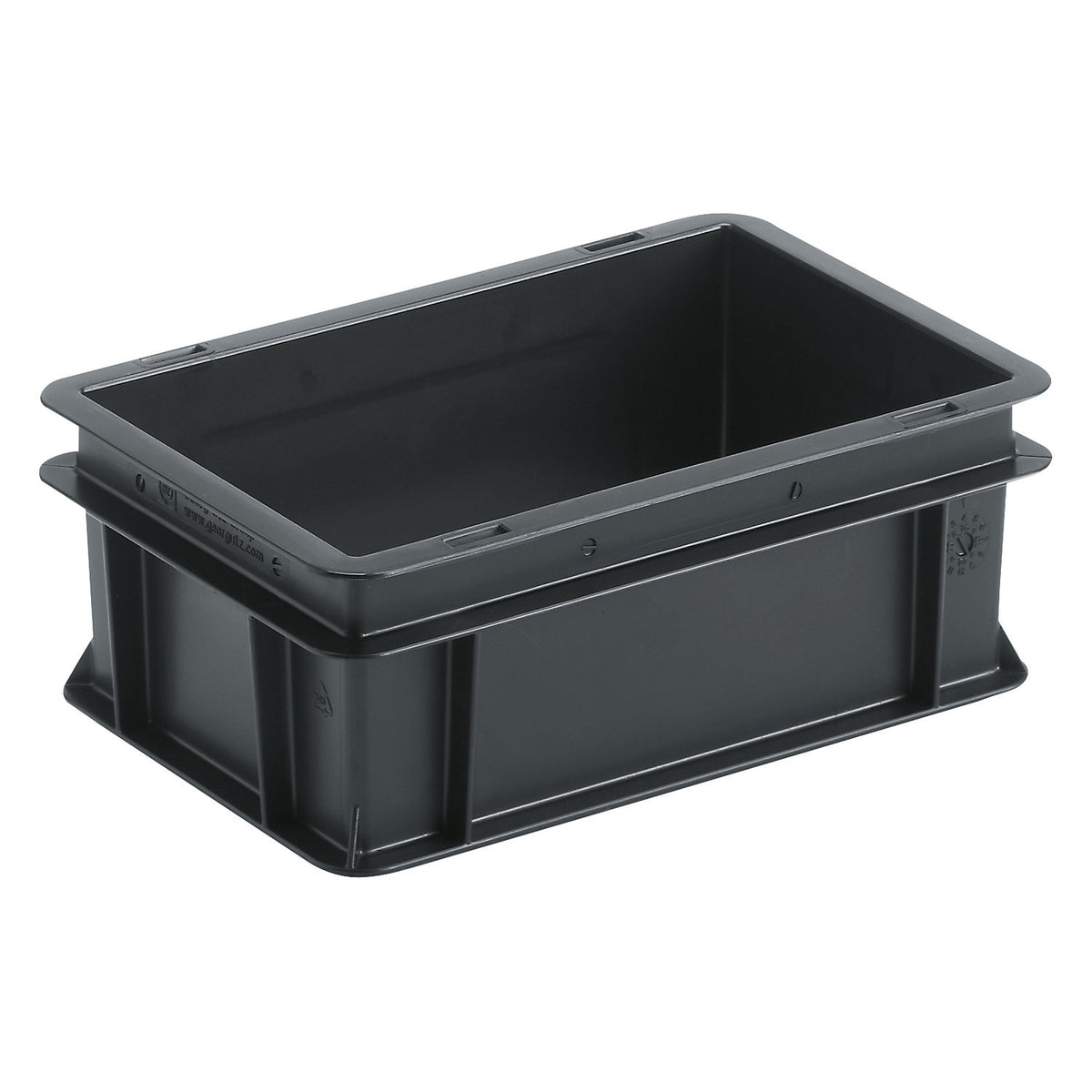 ESD stacking container, PP, black, LxWxH 300 x 200 x 220 mm, 9 litres, pack of 8.