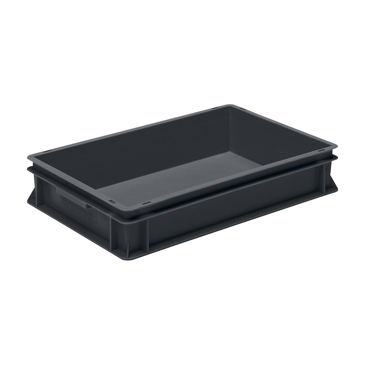 ESD stacking container, PP, black, LxWxH 600 x 400 x 120 mm, 20 l, pack of 4.
