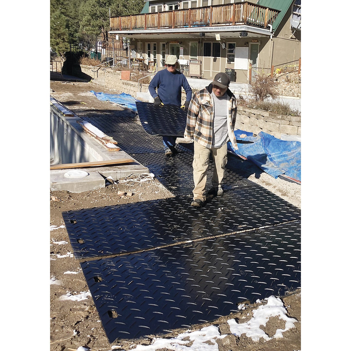 Heavy-duty floor protection mat MambaMAT, LxW 2440 x 1220 mm, black.