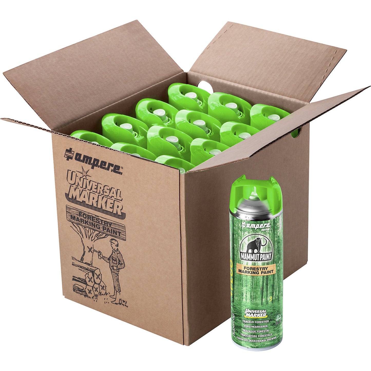 Forestry marker Mammut Paint Universal Marker® Fluo, contents 500 ml, pack of 12, green.