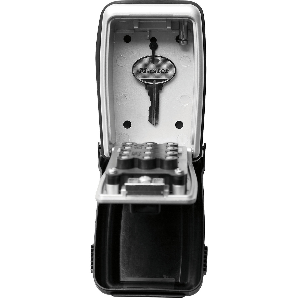 Key box with push-buttons, metal, pack of 4, black.