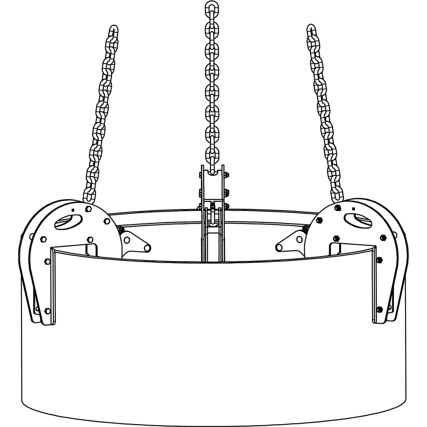 Manhole ring clamp, gripping range 45 - 135 mm, max. load 3000 kg, with 1.70 m chain.