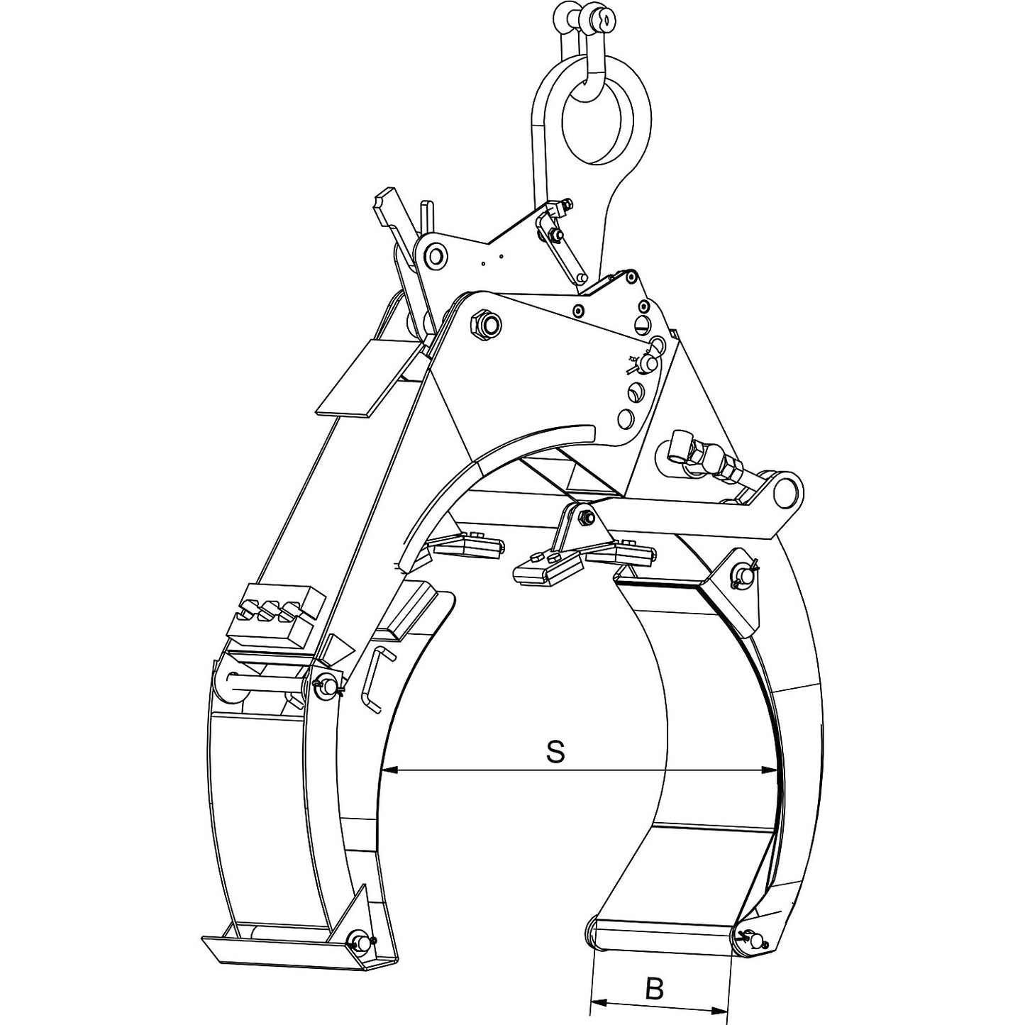 Round gripper, gripping range 600 - 1200 mm, max. load 3000 kg.
