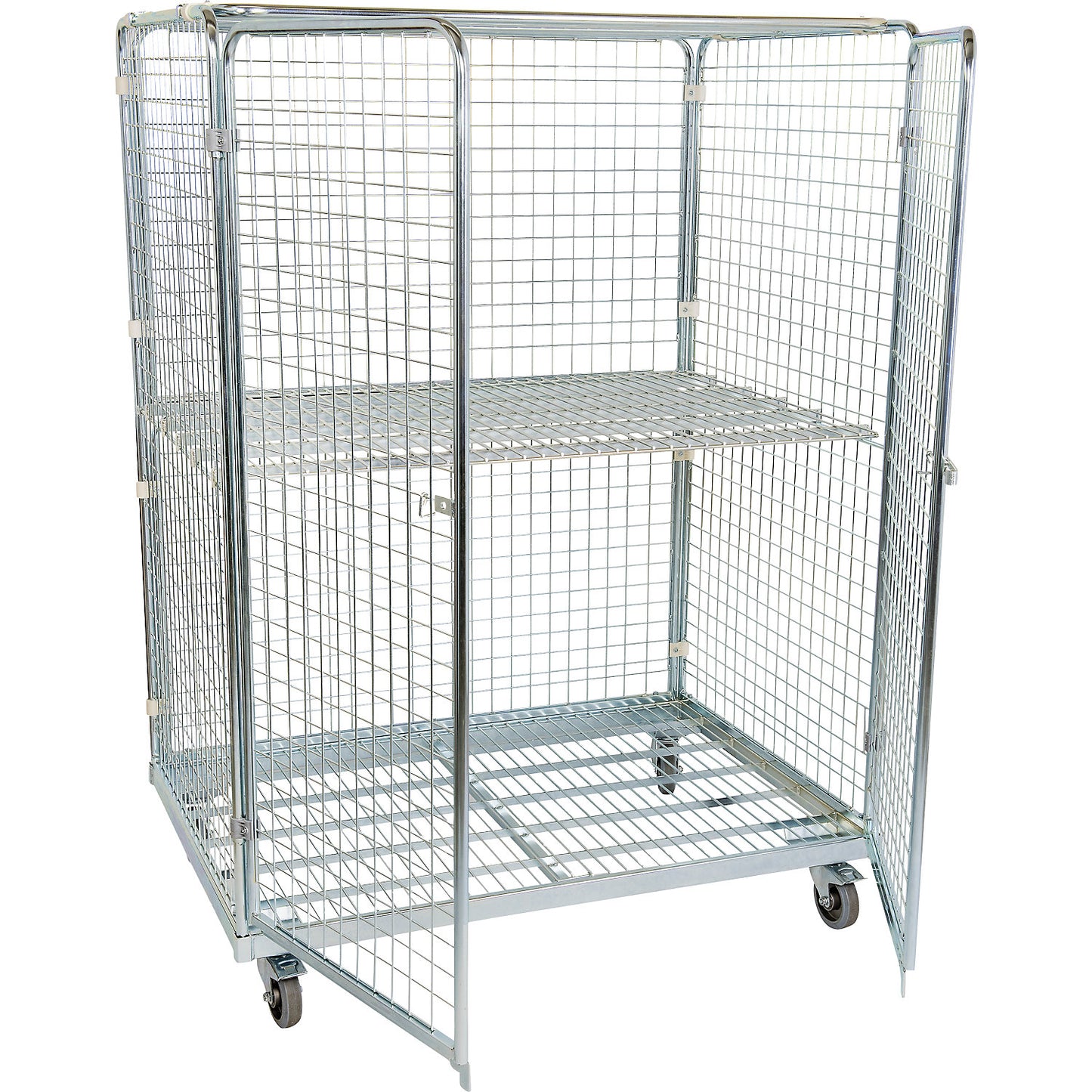 Steel roll container, 5-sided with hinged doors, WxD 1350 x 950 mm.