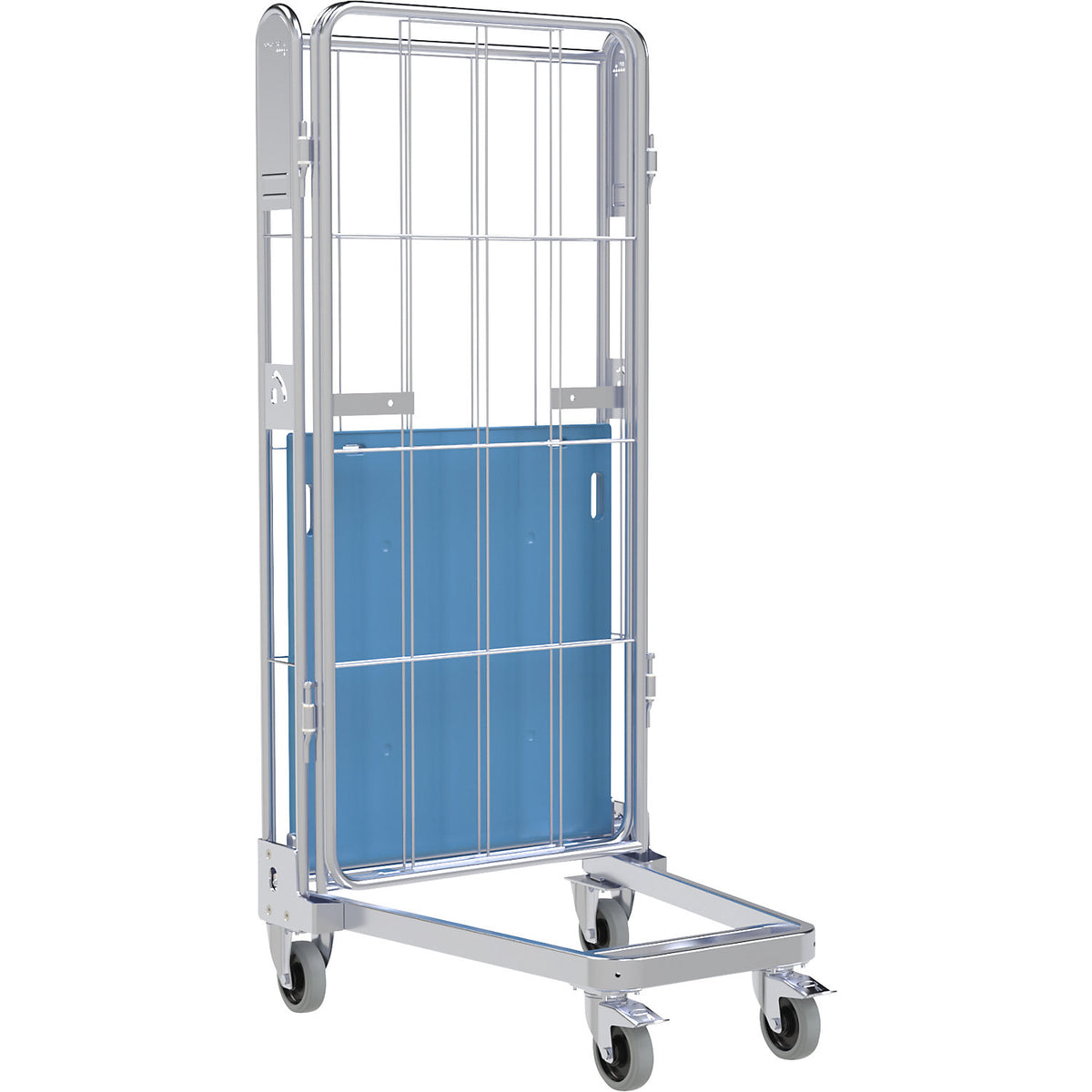 Roll container, 3-sided, plastic dolly, H 1690 mm.