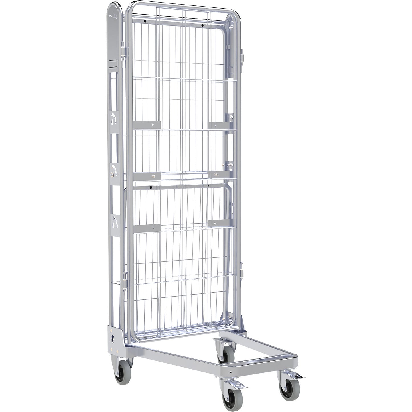 Roll container, 3-sided, steel dolly, H 1875 mm, 1 shelf.
