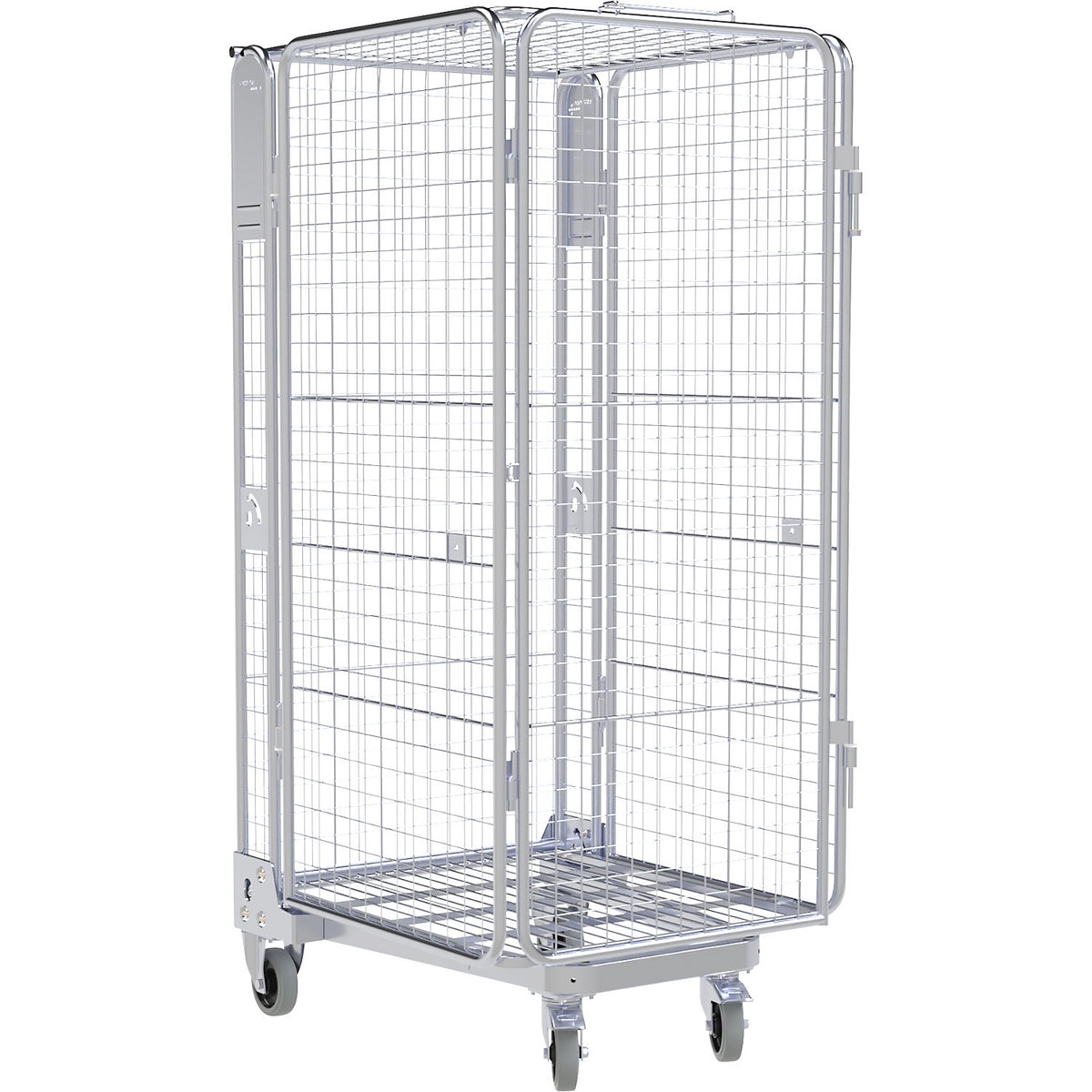 Roll container, 5-sided, steel dolly, H 1745 mm.