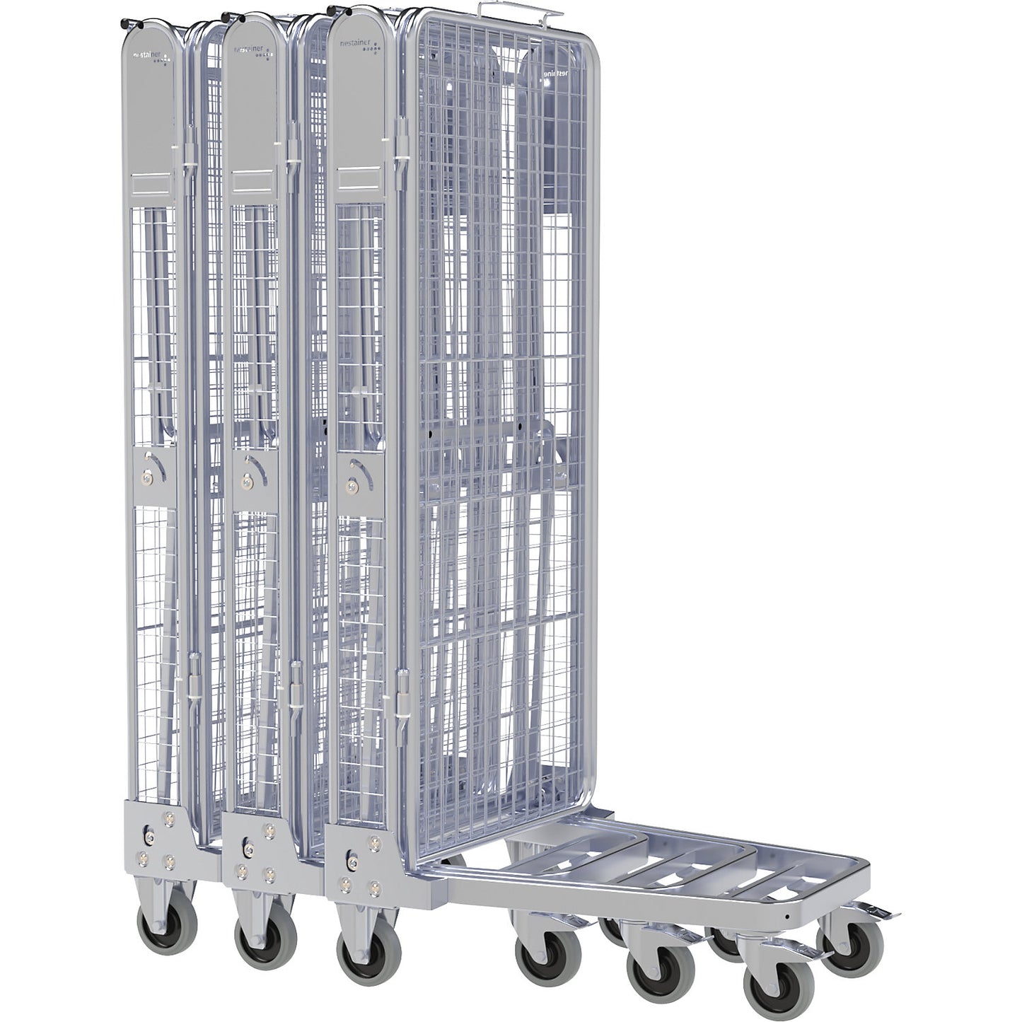 Roll container, 5-sided, steel dolly, H 1745 mm, 1 shelf.