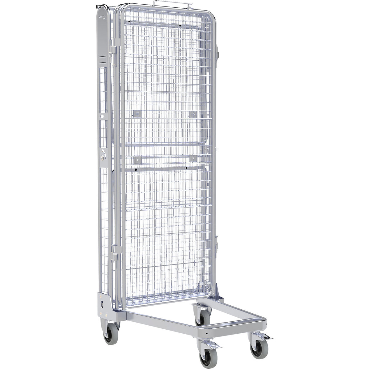 Roll container, 5-sided, steel dolly, H 1895 mm, 1 shelf.