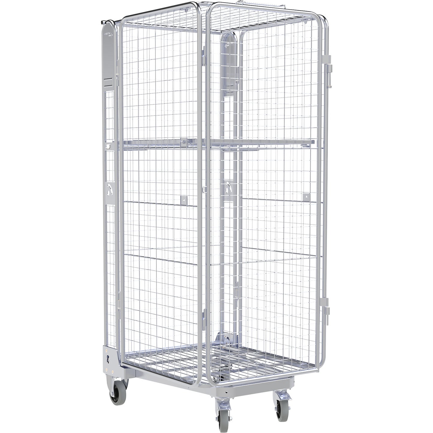 Roll container, 5-sided, steel dolly, H 1895 mm, 1 top shelf.