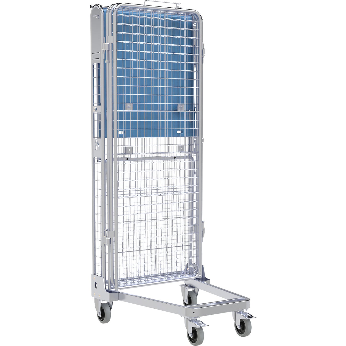 Roll container, 5-sided, steel/plastic, H 1895 mm, 1 top shelf.