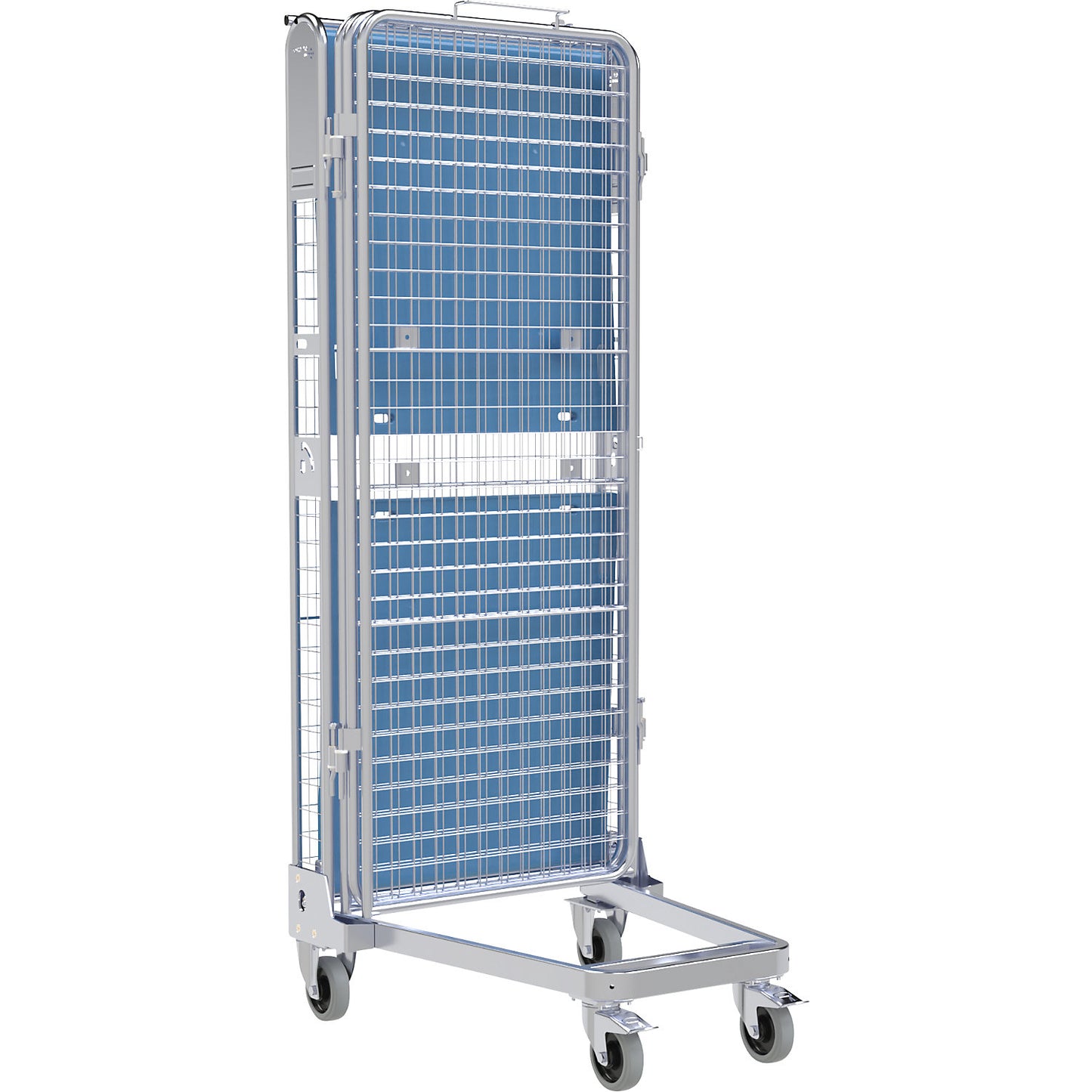Roll container, 5-sided, plastic dolly, H 1895 mm.