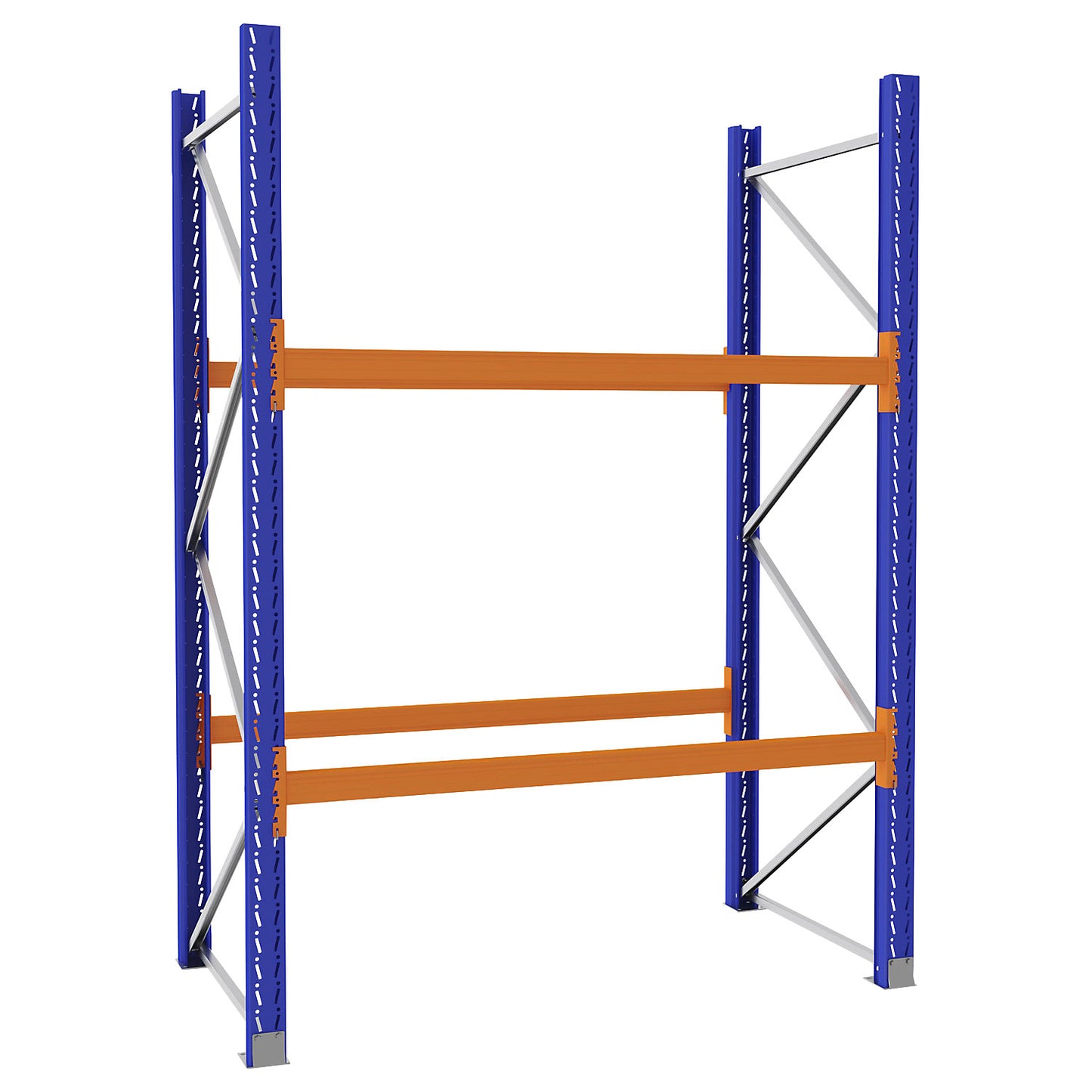 Pallet racking made of steel, blue/orange, HxWxD 2730 x 2025 x 1100 mm, standard shelf unit.