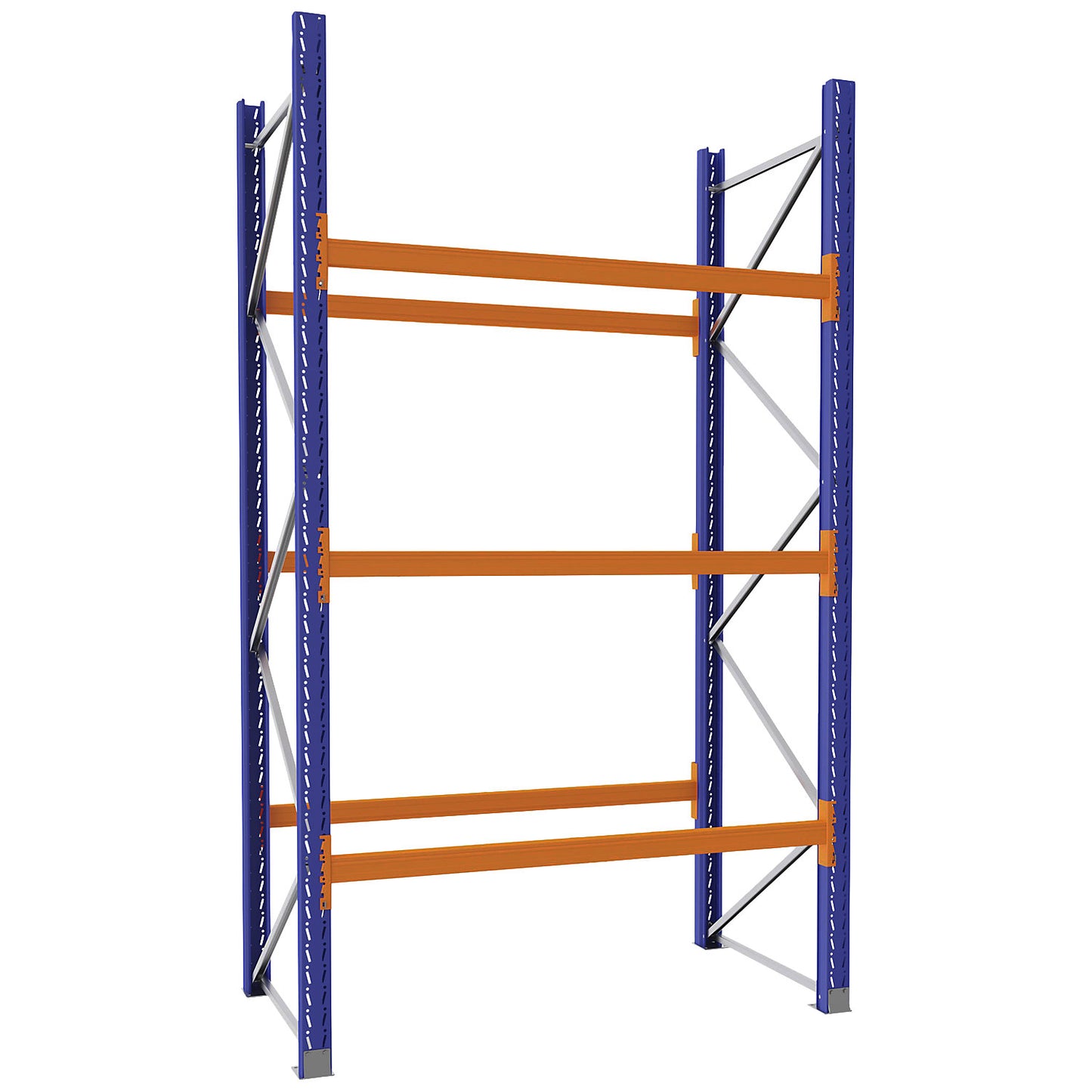 Pallet racking made of steel, blue/orange, HxWxD 3360 x 2025 x 1100 mm, standard shelf unit.