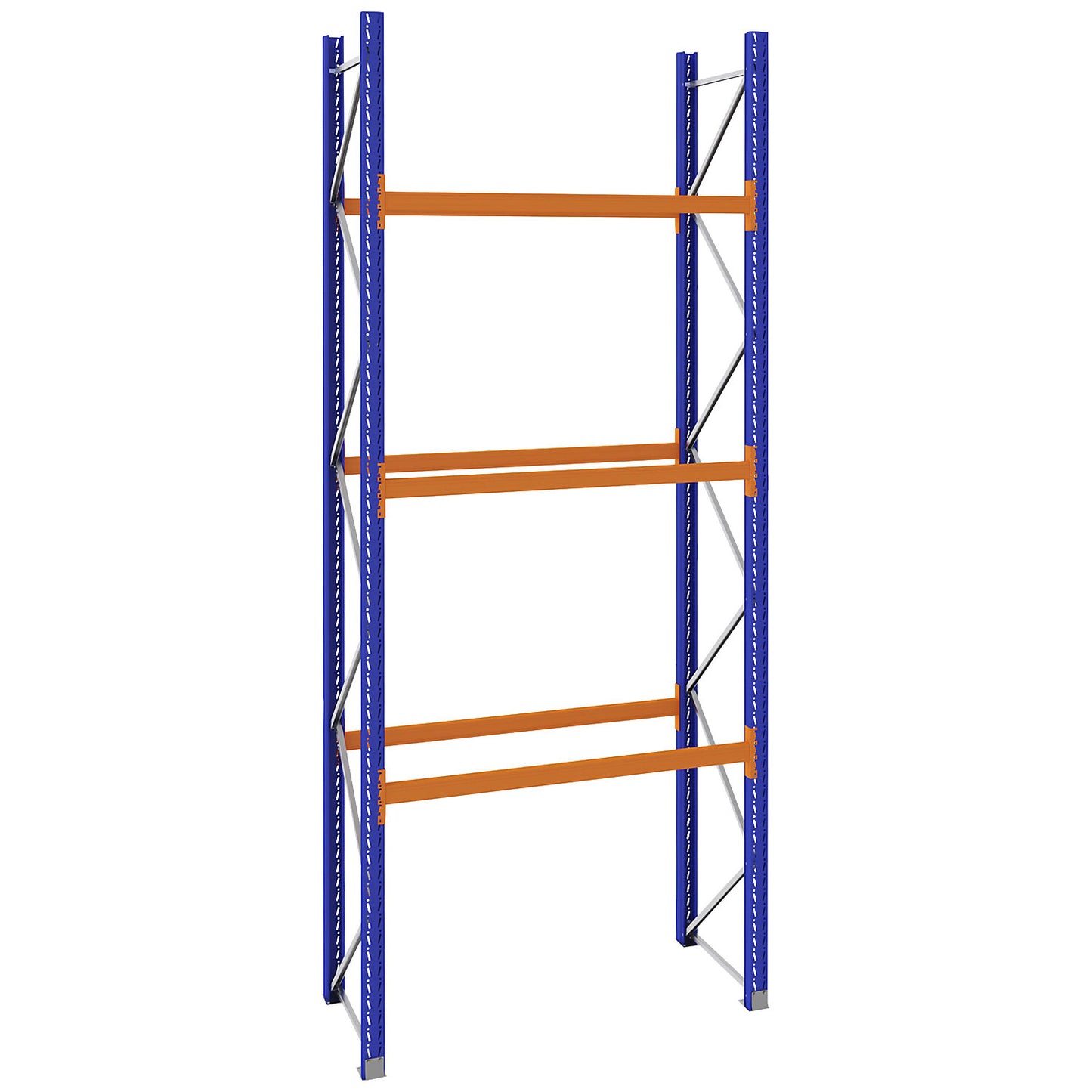 Pallet racking made of steel, blue/orange, HxWxD 4620 x 2025 x 900 mm, standard shelf unit.