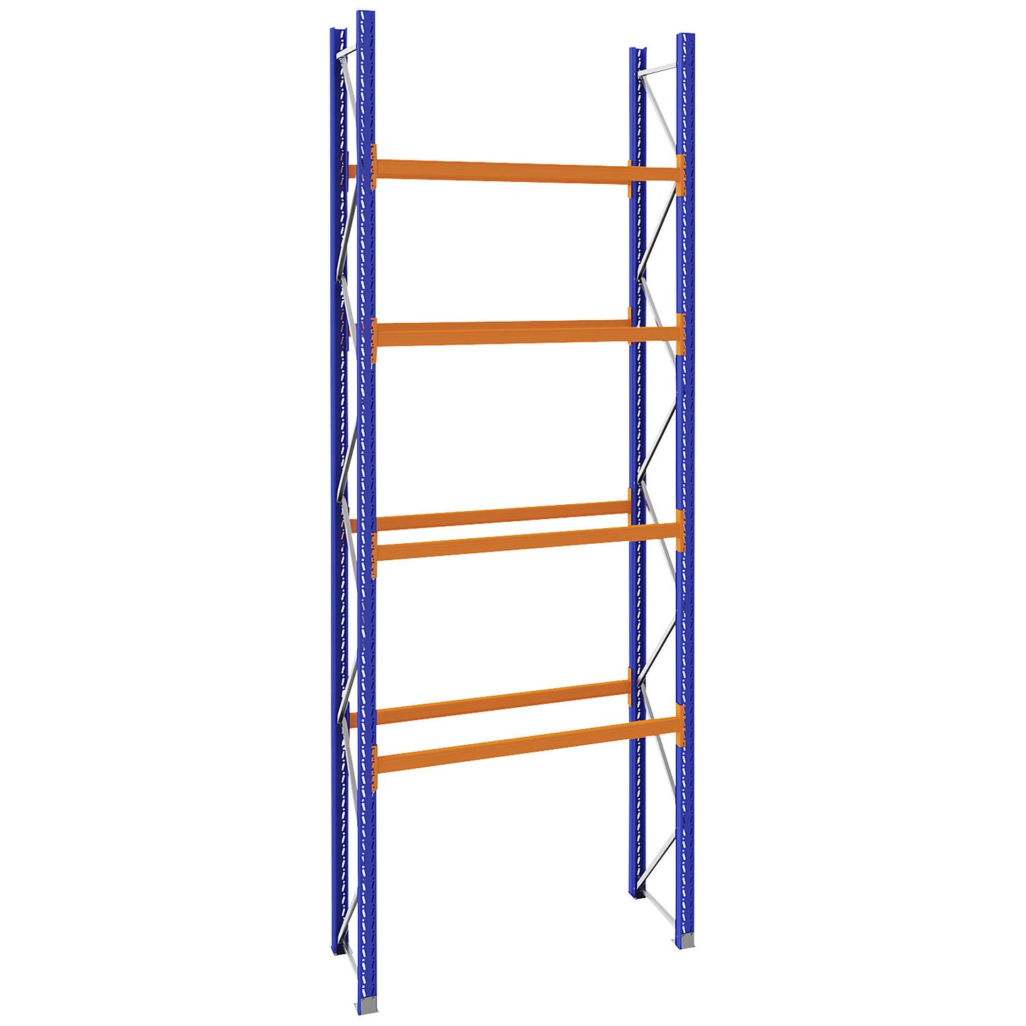 Pallet racking made of steel, blue/orange, HxWxD 5250 x 2025 x 750 mm, standard shelf unit.