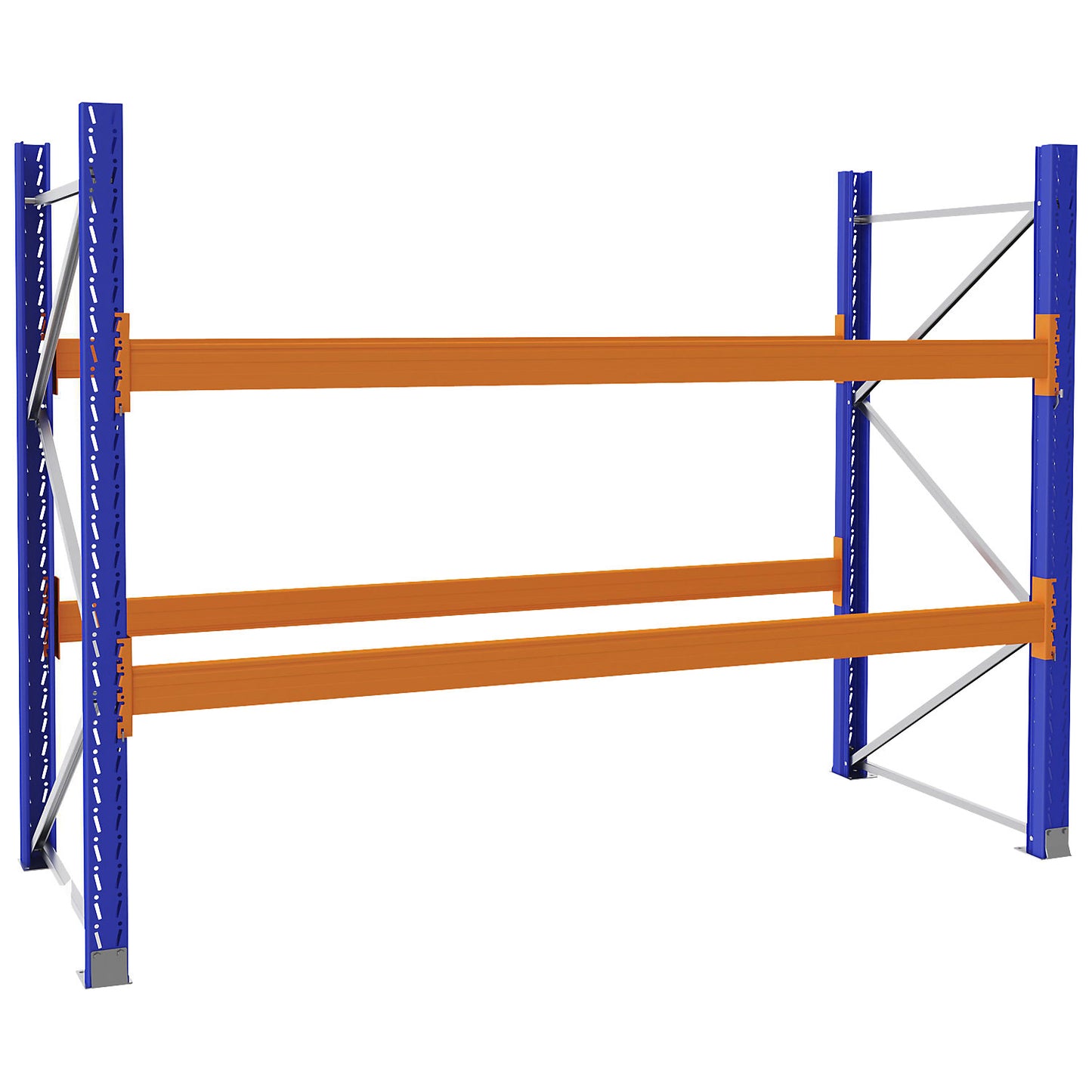 Pallet racking made of steel, blue/orange, HxWxD 2100 x 2900 x 1100 mm, standard shelf unit.