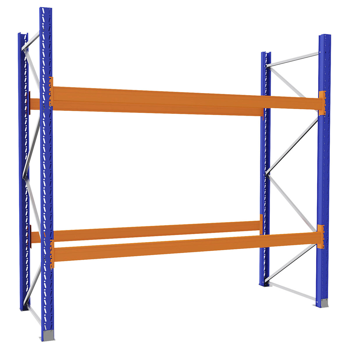 Pallet racking made of steel, blue/orange, HxWxD 2730 x 2900 x 1100 mm, standard shelf unit.