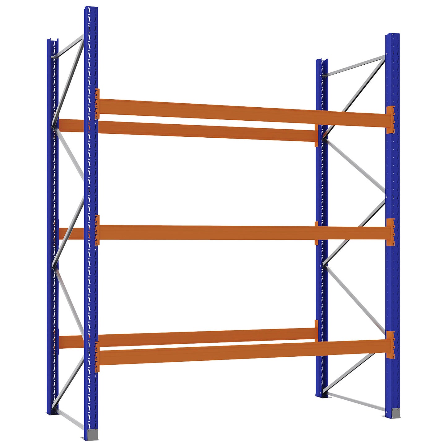 Pallet racking made of steel, blue/orange, HxWxD 3360 x 2900 x 1100 mm, standard shelf unit.