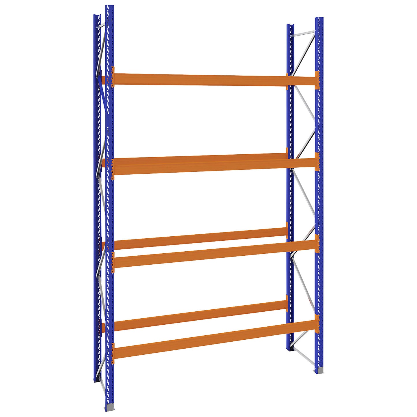 Pallet racking made of steel, blue/orange, HxWxD 4620 x 2900 x 900 mm, standard shelf unit.