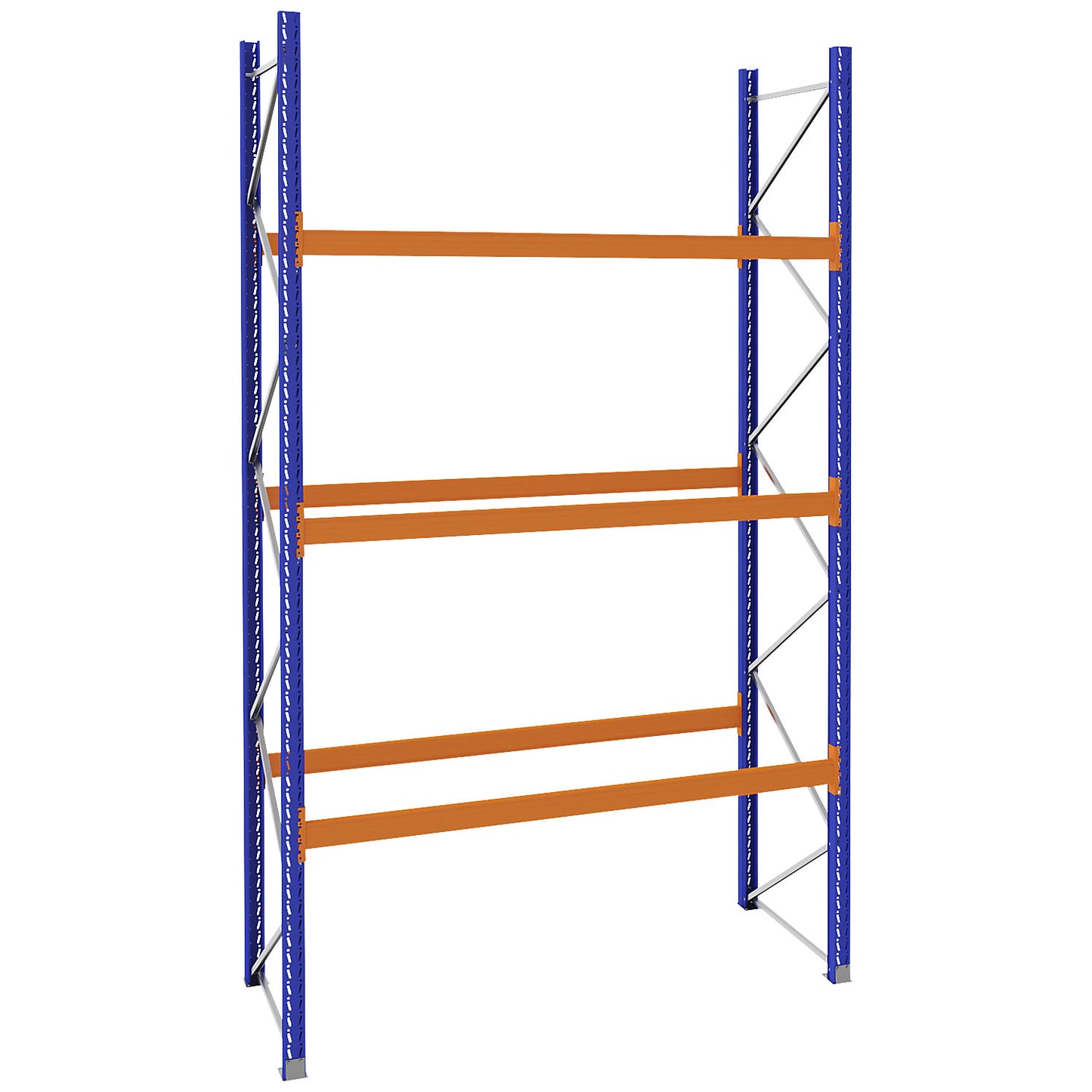 Pallet racking made of steel, blue/orange, HxWxD 4620 x 2900 x 1100 mm, standard shelf unit.