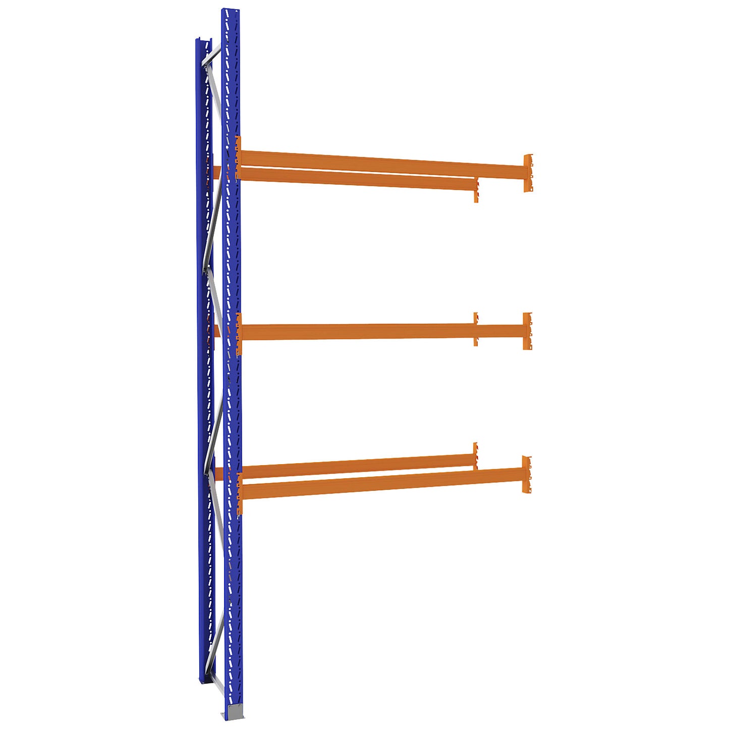 Pallet racking made of steel, blue/orange, HxWxD 3990 x 1925 x 750 mm, extension shelf unit.