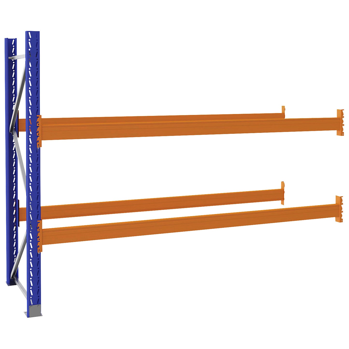 Pallet racking made of steel, blue/orange, HxWxD 2100 x 2800 x 900 mm, extension shelf unit.